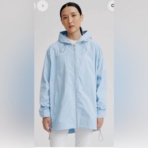 NWOT Nikki Jones Quinn Rain Jacket in Sky Blue , size Large
